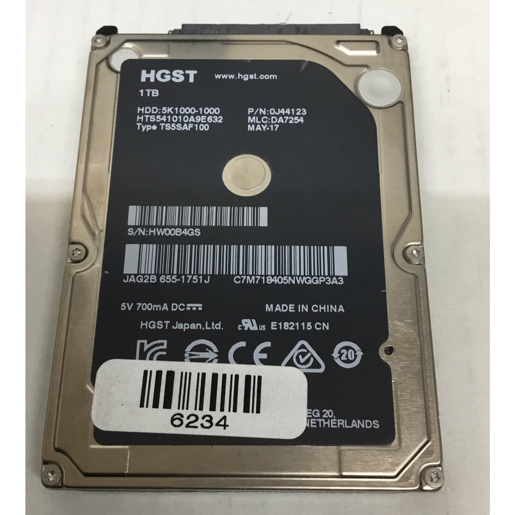 HGST 1TB SATA 2.5” 5400RPM 6Gbs HDD Hard Drive 0J44123 HTS541010A9E632 5K1000-10