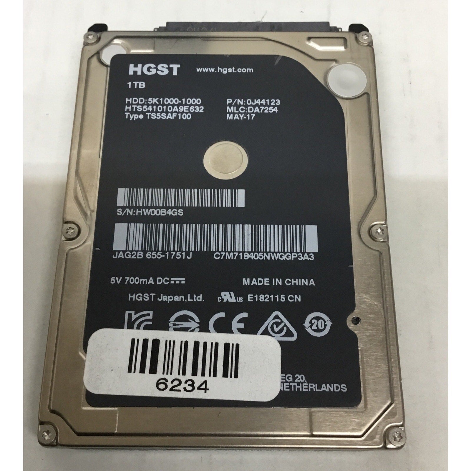 HGST 1TB SATA 2.5” 5400RPM 6Gbs HDD Hard Drive 0J44123 HTS541010A9E632 5K1000-10