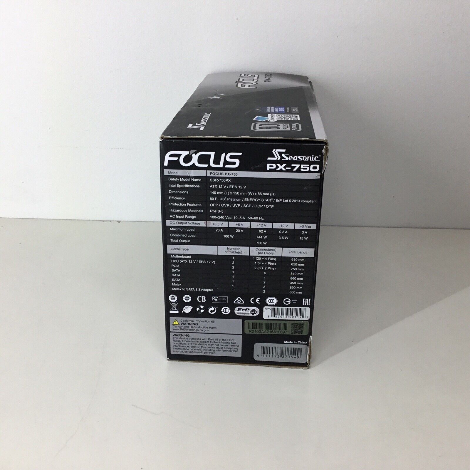 SeaSonic Focus SSR-750PX 750W Power Supply - Modular Cables Not Included