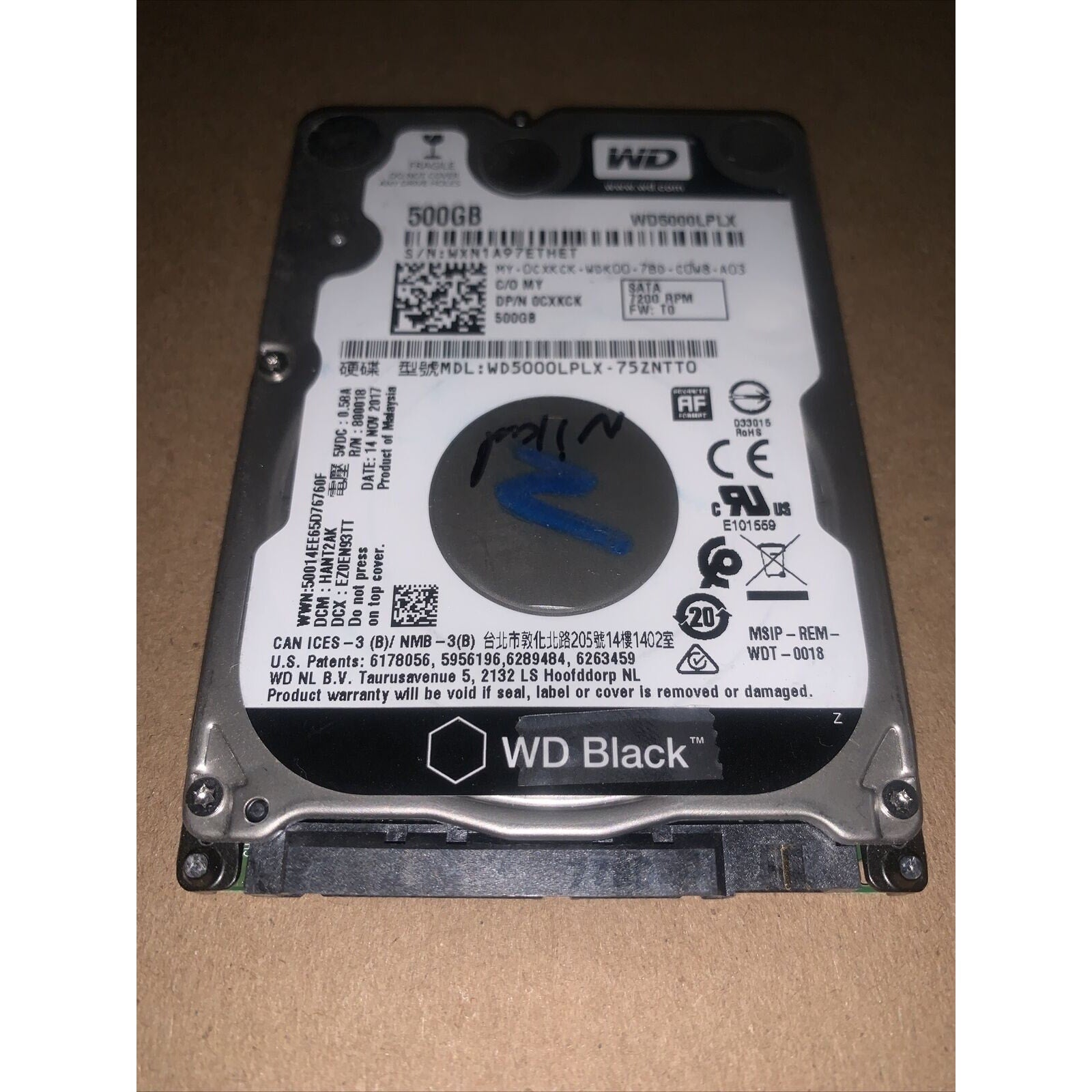 Western Digital WD Black WD5000LPLX 500GB SATA III 6Gb/s 7200RPM 2.5" Laptop HDD