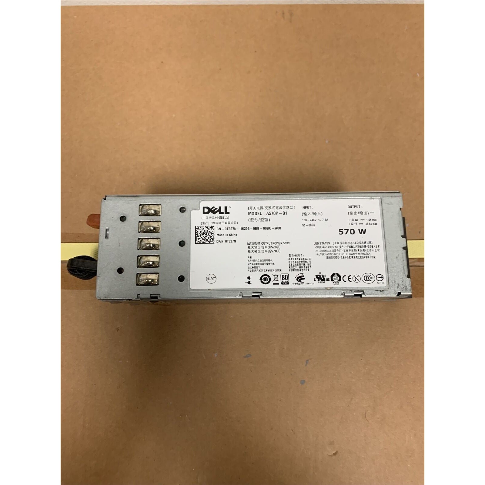 Dell Poweredge R710 T610 570W Power Supply MYXYH T327N VPR1M G0KD5 RXCPH J98GF