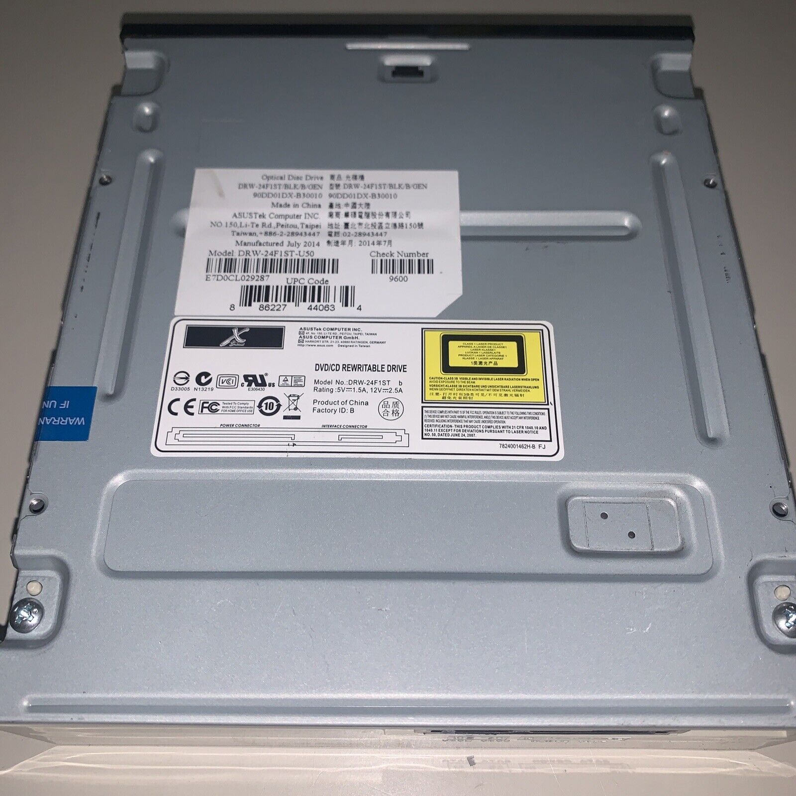 Asus Black SATA 24X DVDRW E-Green No Logo Model DRW-24F1ST/BLK/B/GEN