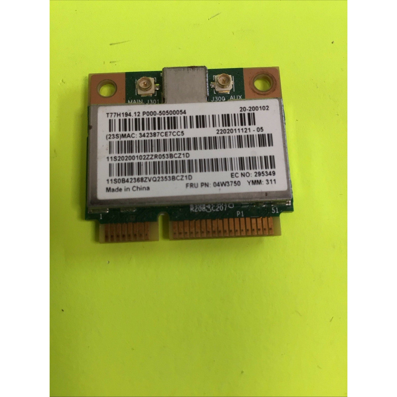Lenovo OEM 20200102 04W3750 Broadcom BCM94313HMG2L 802.11b/g/n WLAN PCIe Half