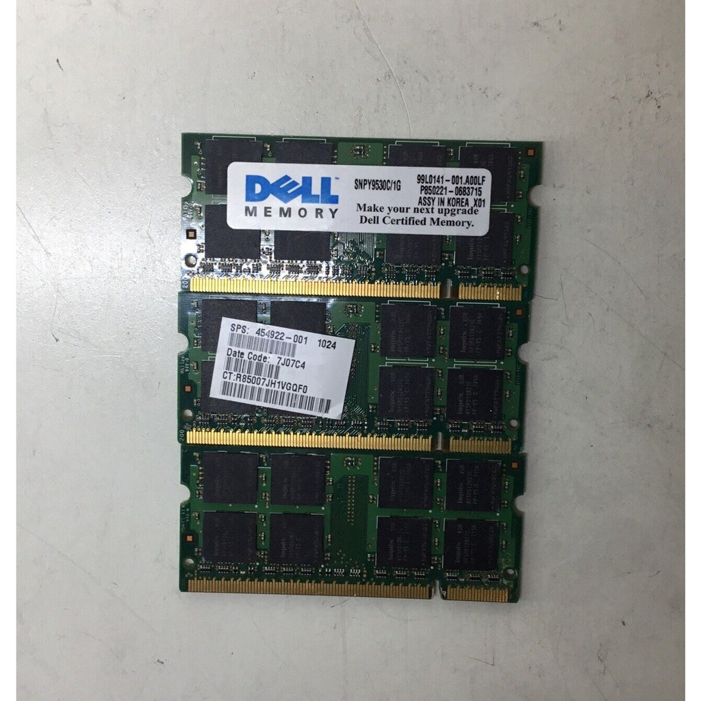 Lot of 3 - Hynix 1GB 2Rx8 PC2-5300S SDRAM DDR2 Memory HYMP512S64CP8-Y5 AB