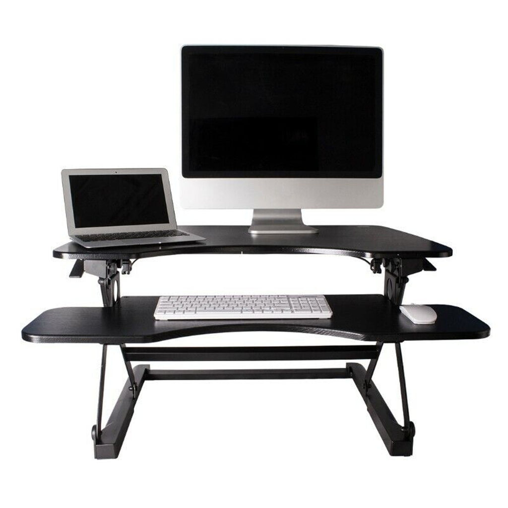 MonMount SSW100D Height-Adjustable Home Office Desk Sit to Stand Up Desk Riser