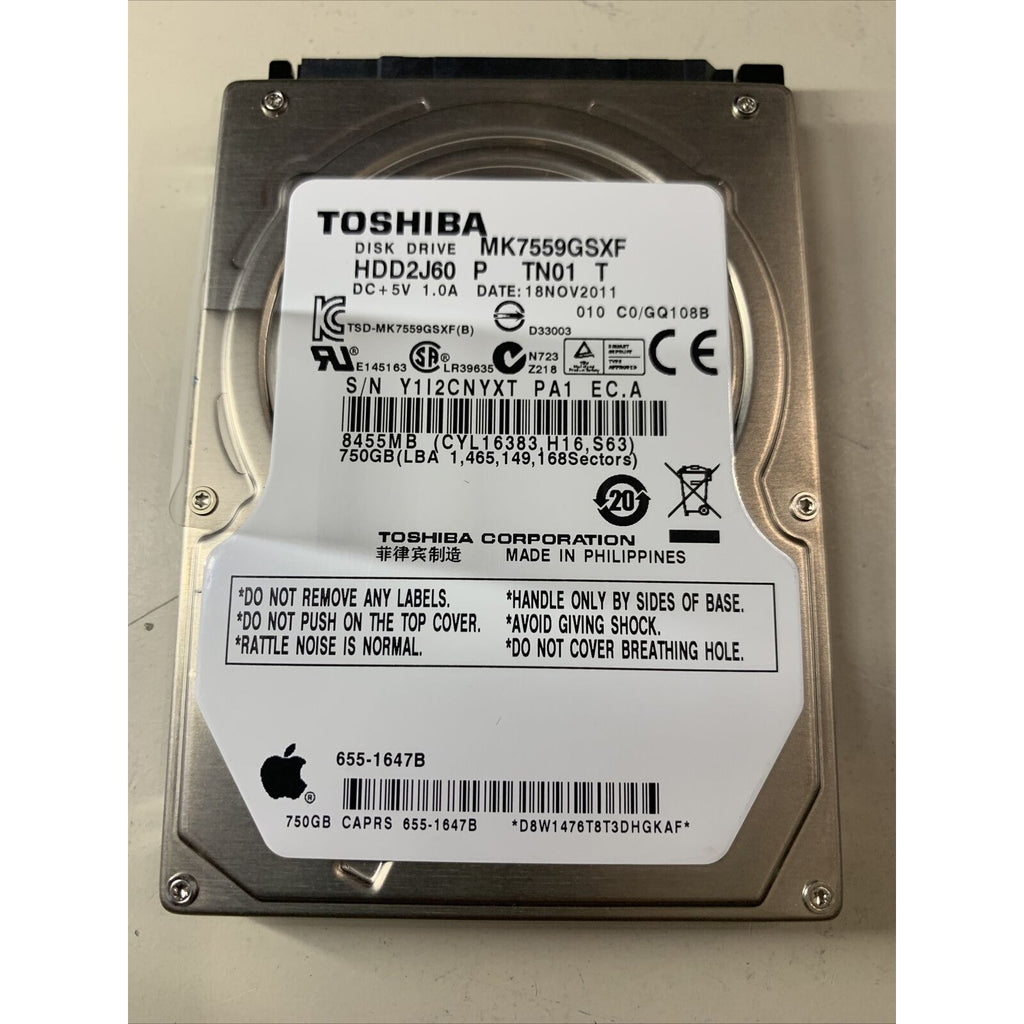 Toshiba MK7559GSXF (HDD2J60 P TN01 T) 010 C0/GQ108B Apple#655-1647B 750gb HDD