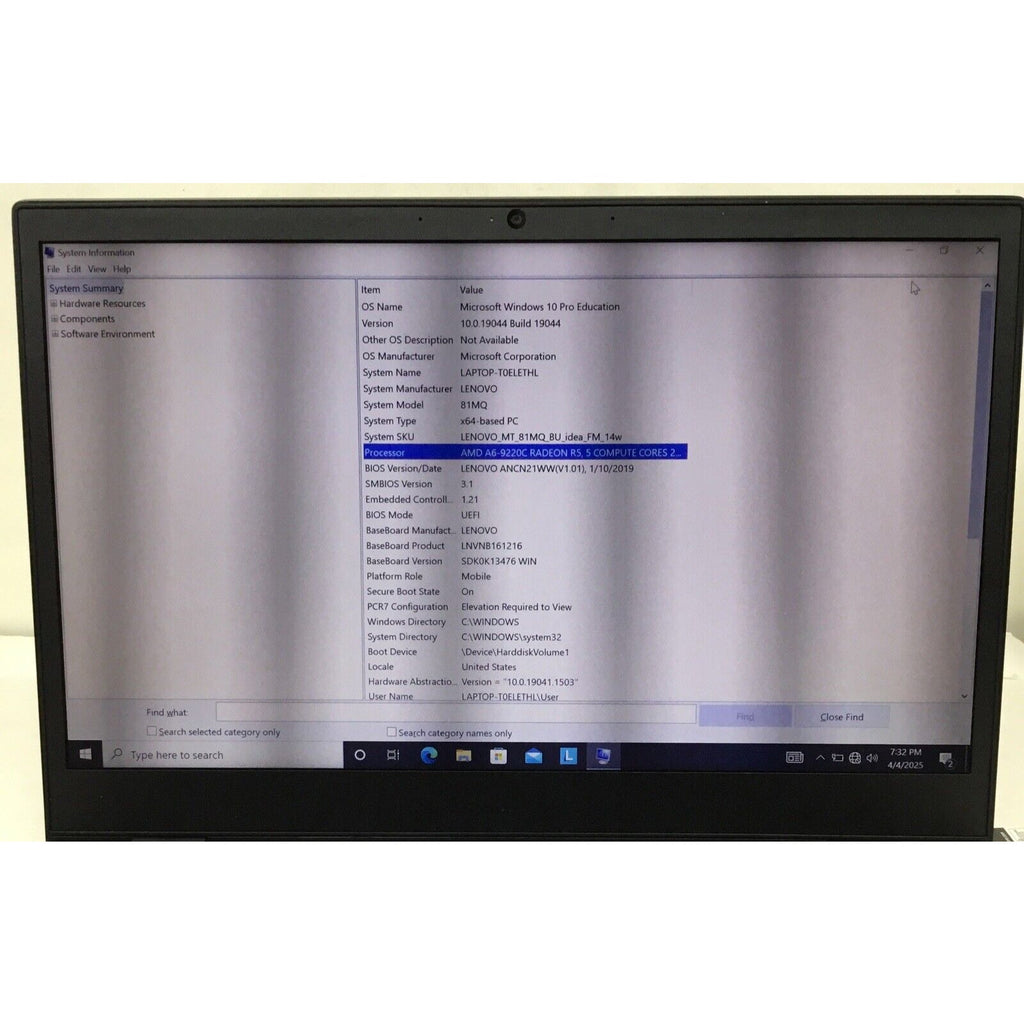 Lenovo 14W 81MQ000JUS 14” FHD Laptop 4GB RAM 64GB eMMC AMD A6-9220C Dual-Core