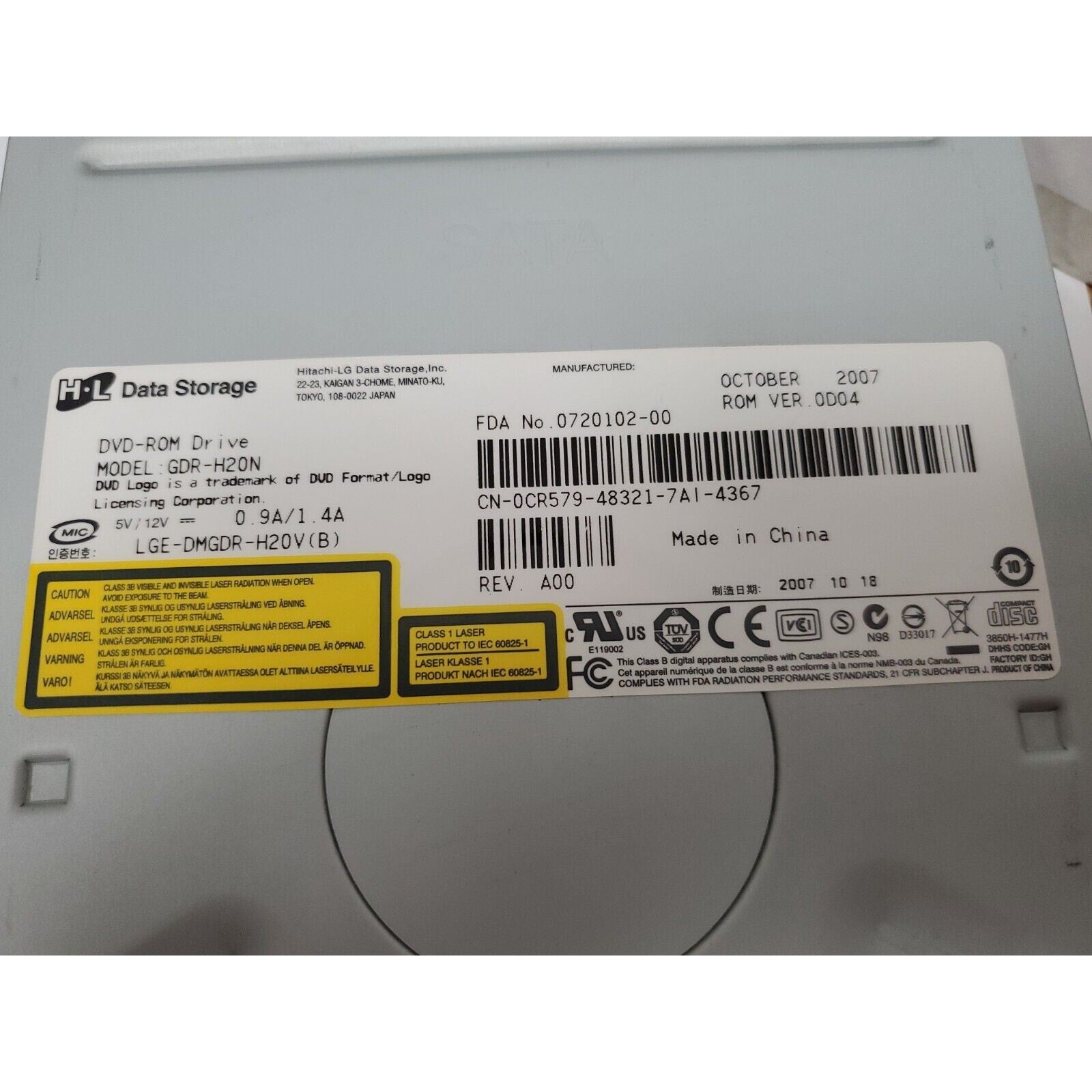 GDR-H20N DVD-ROM SATA Desktop Drive Dell CR579