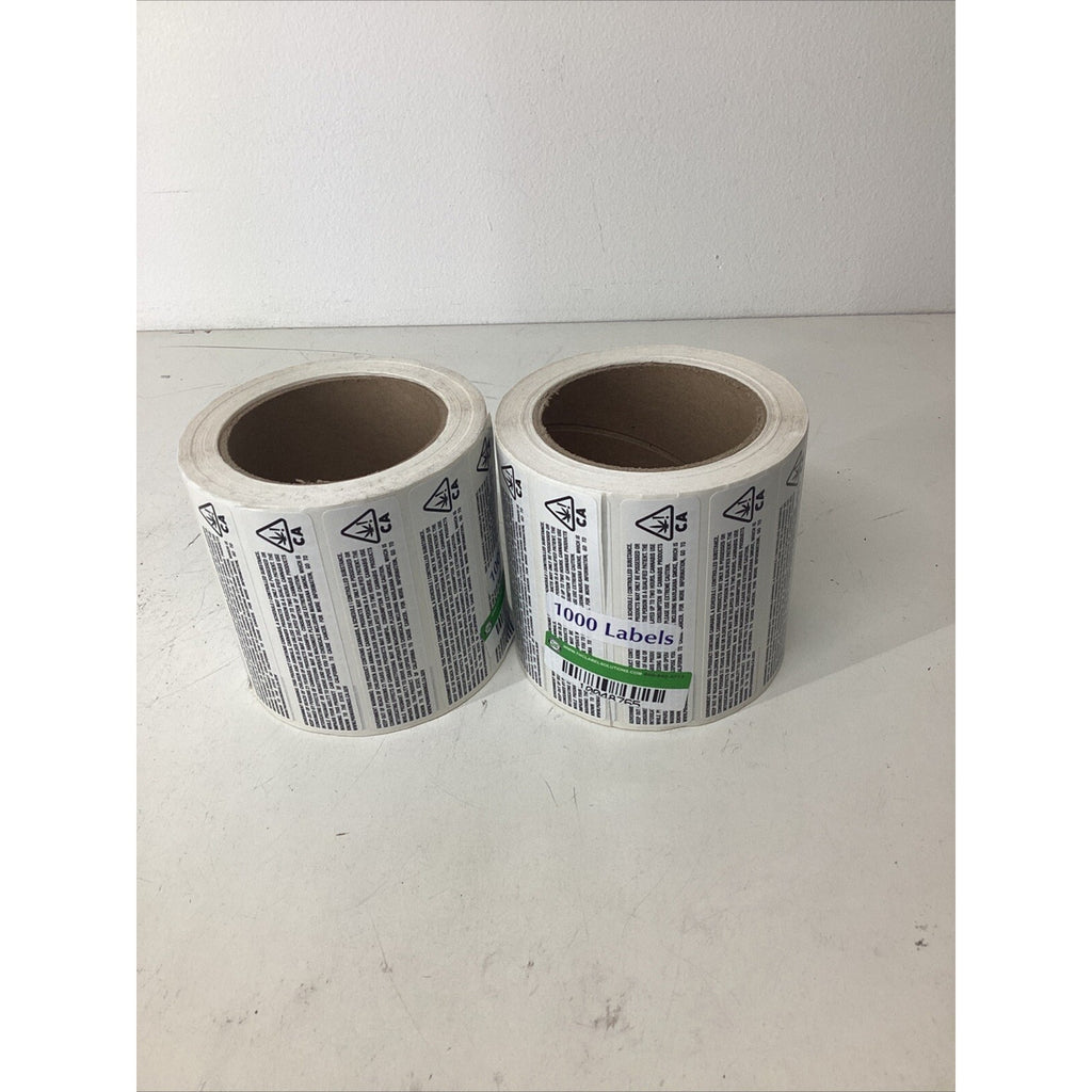 2000 California Warning with Prop 65 Label, {LOT OF 2 }1,000 Stickers