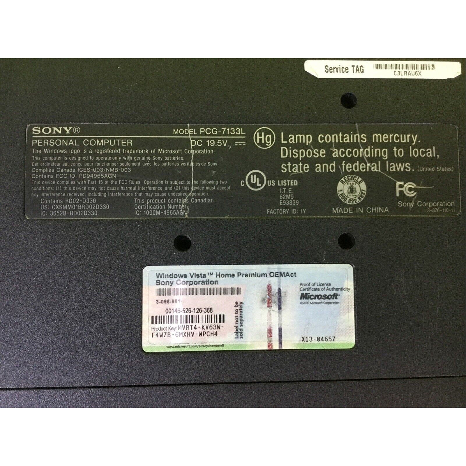 SONY Vaio VGN-NR430E Pentium Dual Core 1.86 GHz 2GB RAM FOR PARTS or REPAIR