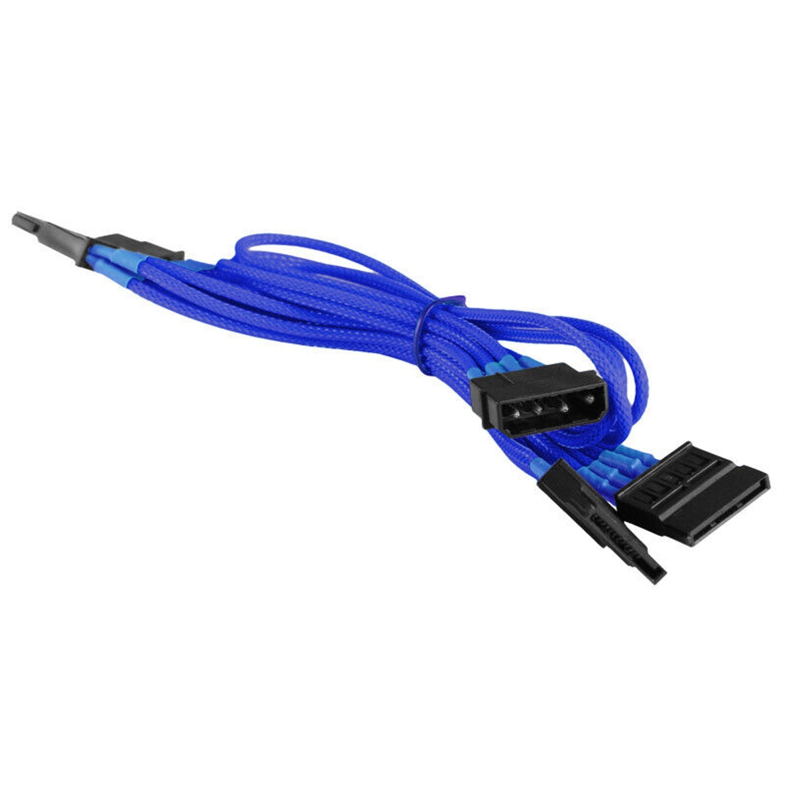 4-Pin LP4 Power to 4x SATA Splitter Power PC Adapter Cable - Blue