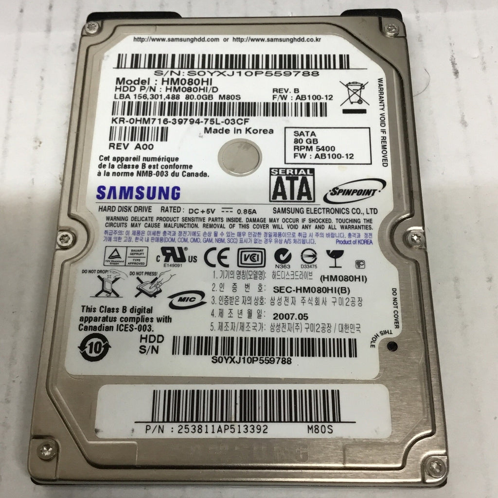 Samsung HM080HI/D 80GB 2.5" SATA Drive