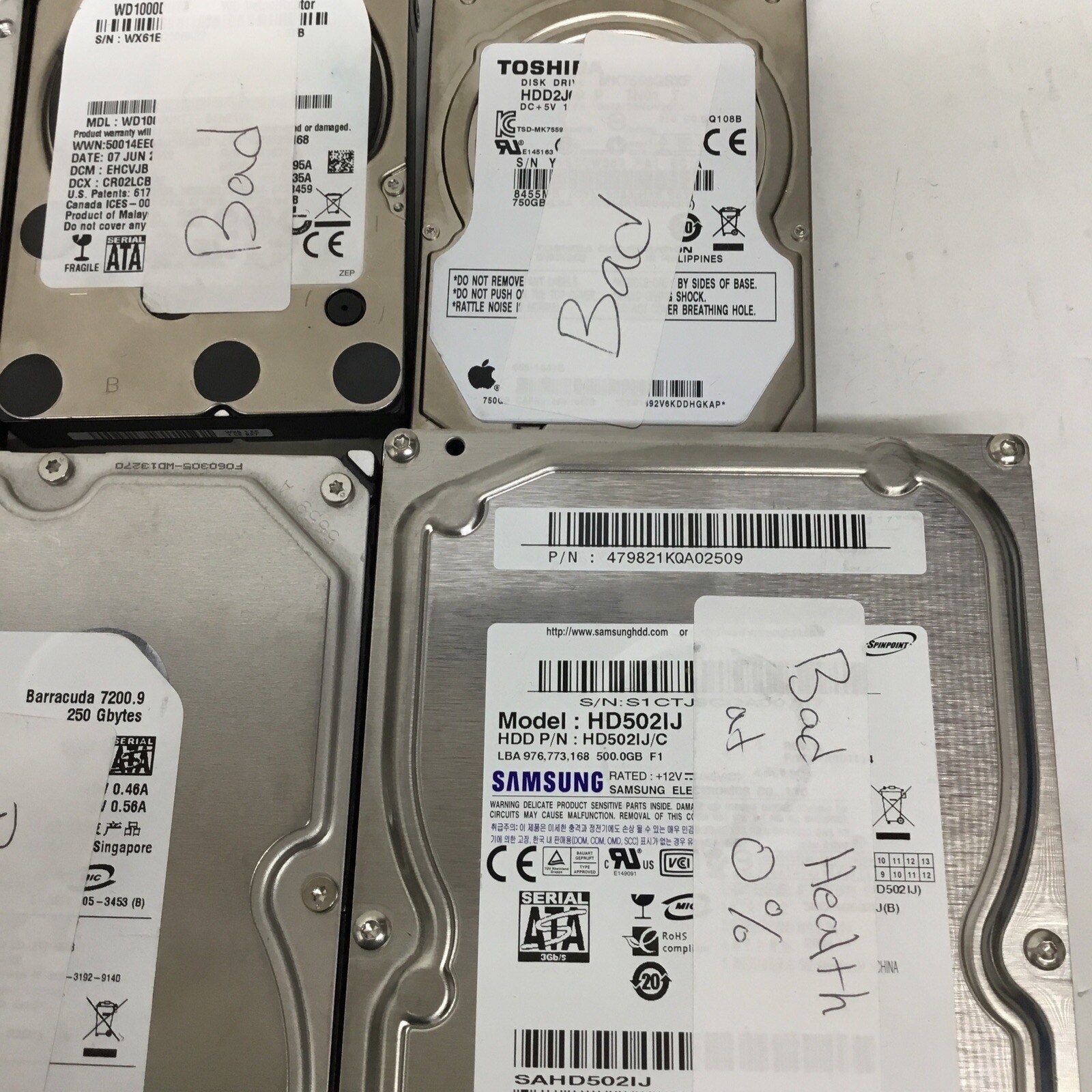 Parts 1x Seagate 250GB 2x Seagate 320GB 1x Samsung 500GB Toshiba 750GB WD 1TB