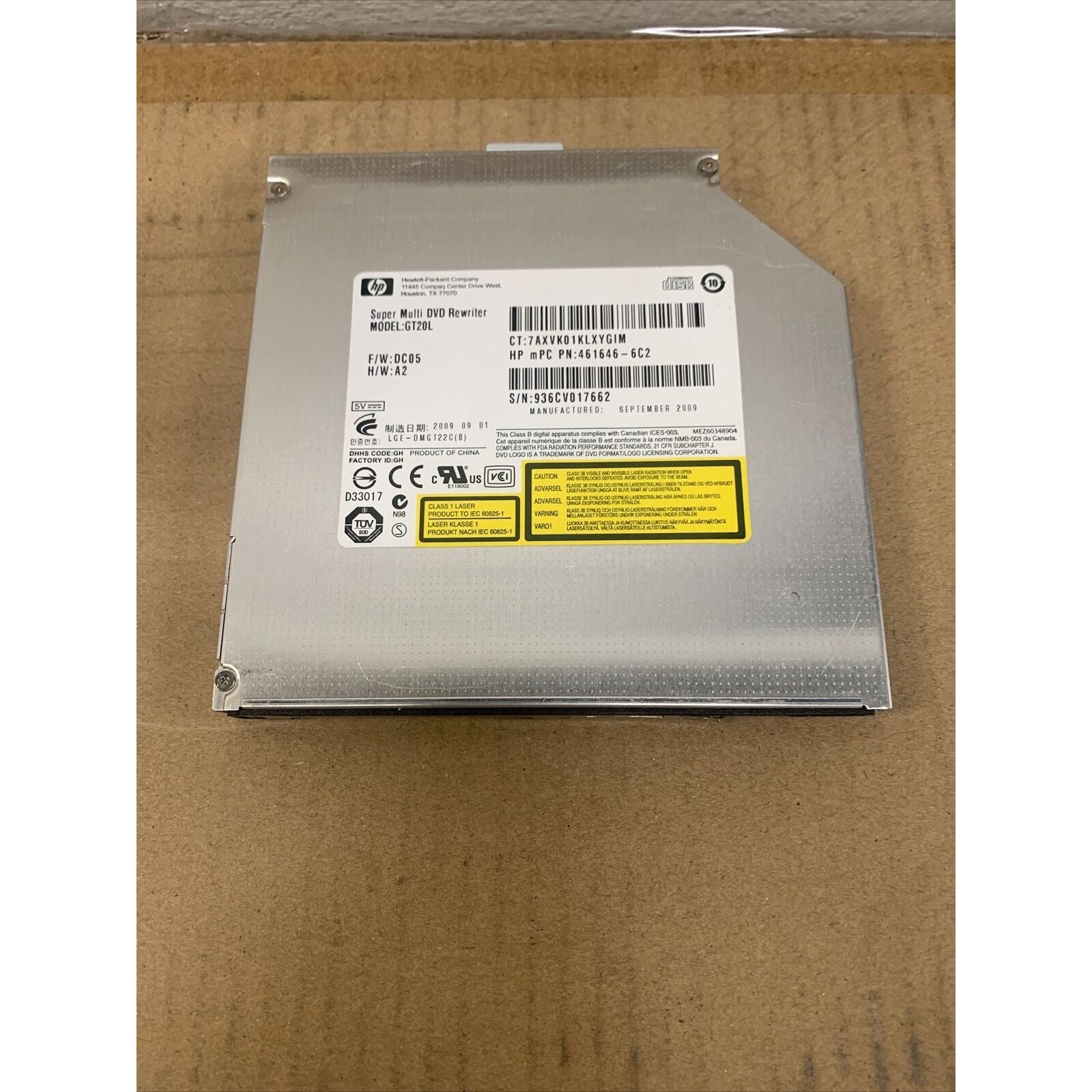 HP Pavilion DV4 DVD-RW GT20L DVD Rewriter No Bezel 486262-001 461646-6C2