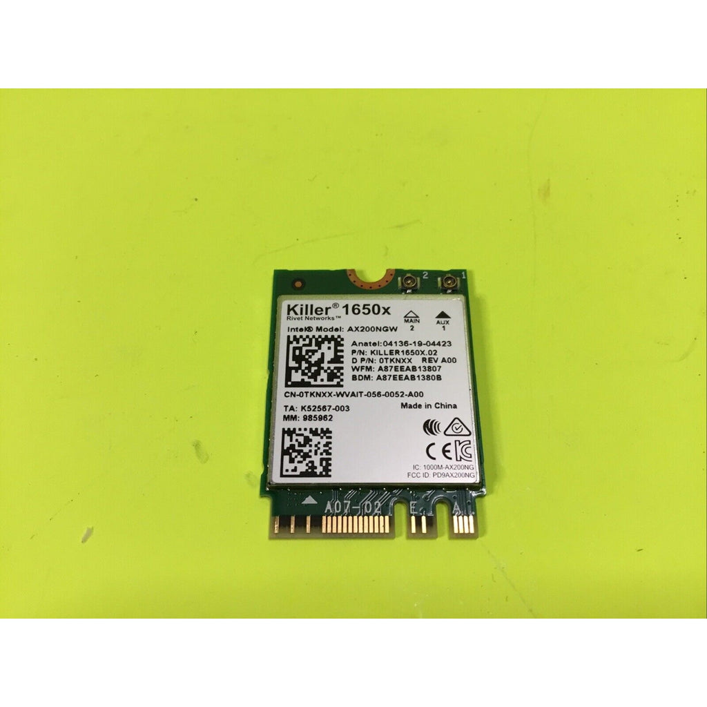 Killer Wi-Fi 6 AX1650 Module Dual Band, 2x2 Wi-Fi 6/11AX BT 5.2 M.2 (1650X)