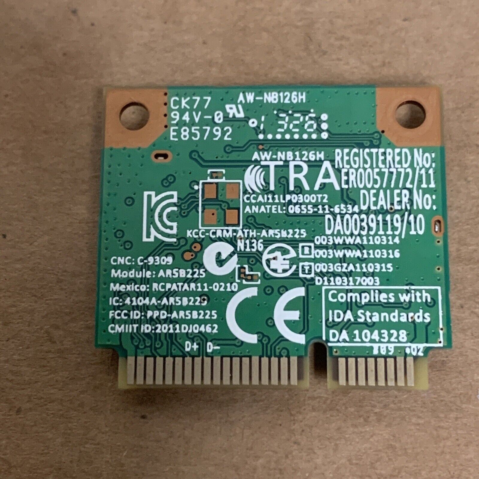 ASUS AW-NB126H ATHEROS AR5B225 ADVANCED-N MINI-PCIE WIFI BLUETOOTH CARD