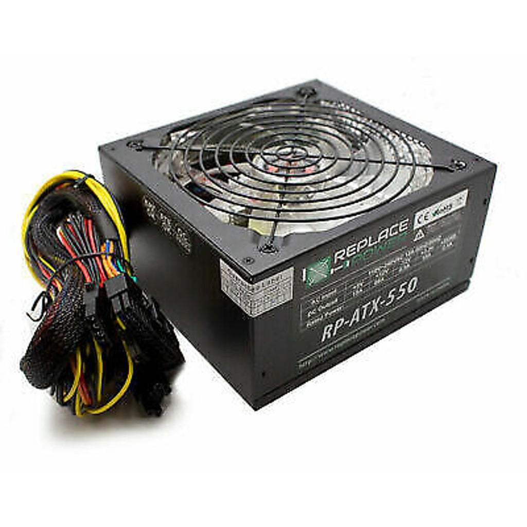 Replace Power RP-ATX-550W-GN 550W ATX Power Supply Green LED SATA 12V PCI-E