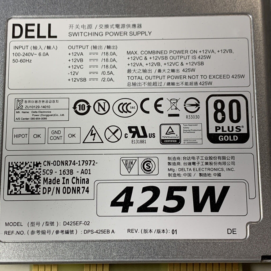 Dell Precision T5810 425W Power Supply 0DNR74 DNR74 D425EF-02