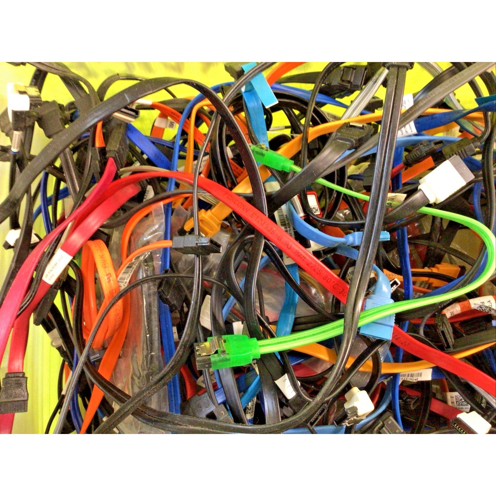 Lot of 10x Assorted SATA Hard Drive Cables Various Color/Length