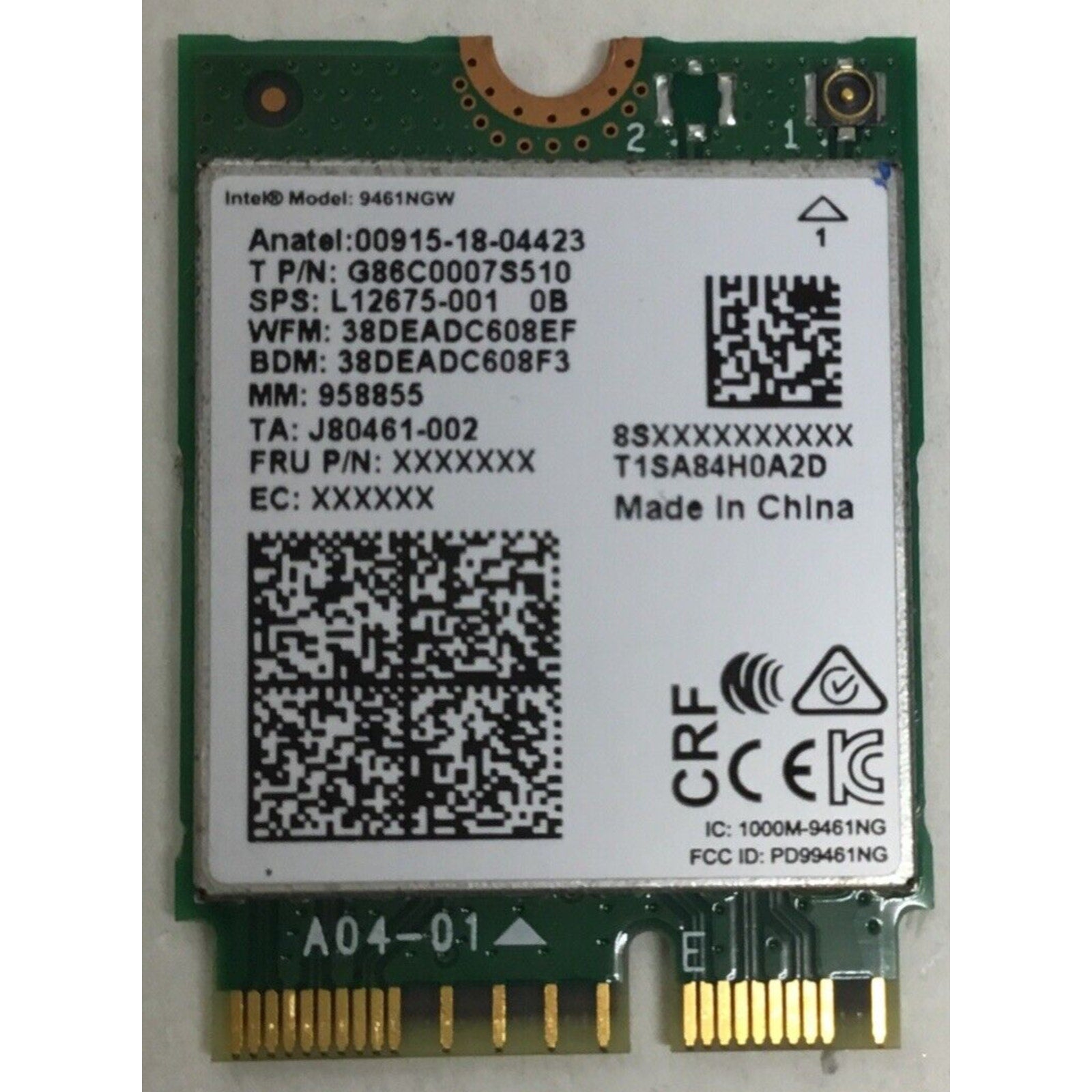 HP L12675-001 Intel Dual Band Wireless-AC 9461NGW BT NGFF G86C0007S510