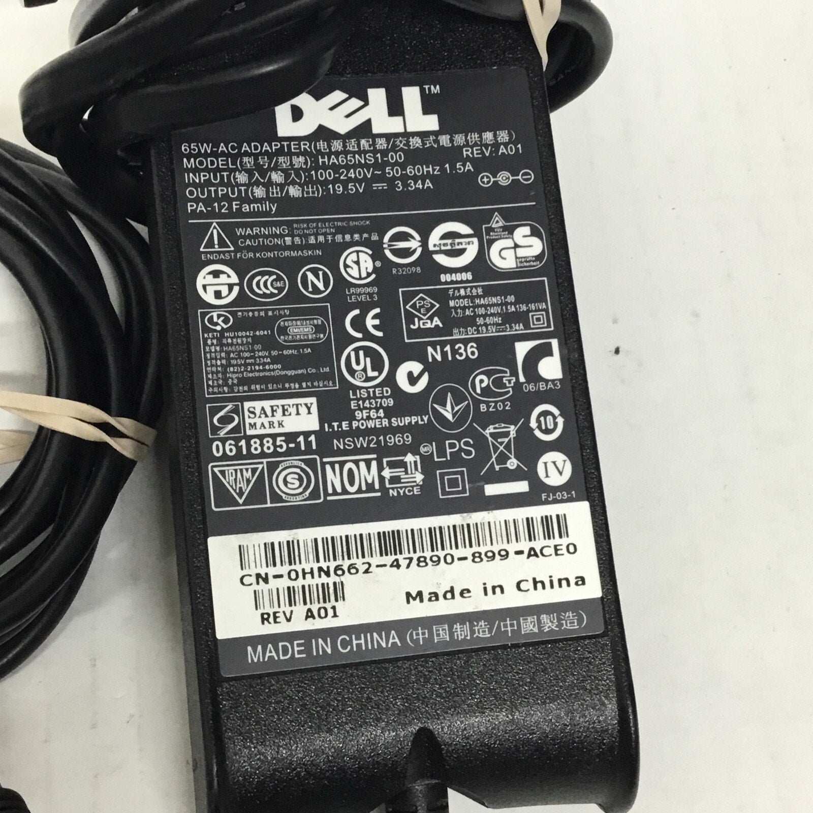 DELL HA65NS1-00 19.5V 3.34A 65W Genuine Original AC Power Adapter Charger