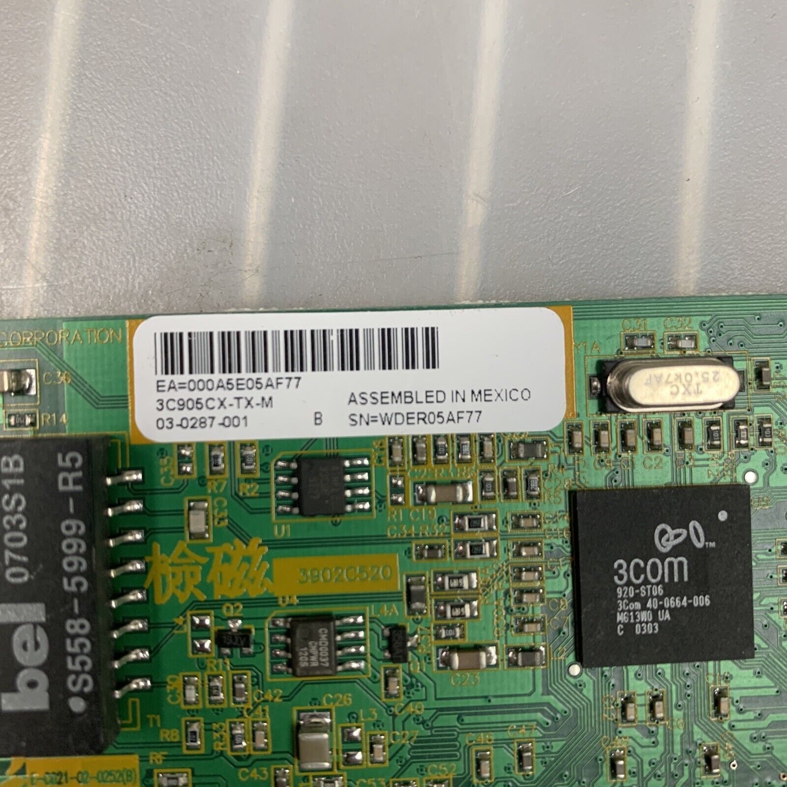 3COM 3C905cx-tx-m - 3c905cxtxm - PCI 10/100mbps Network Card