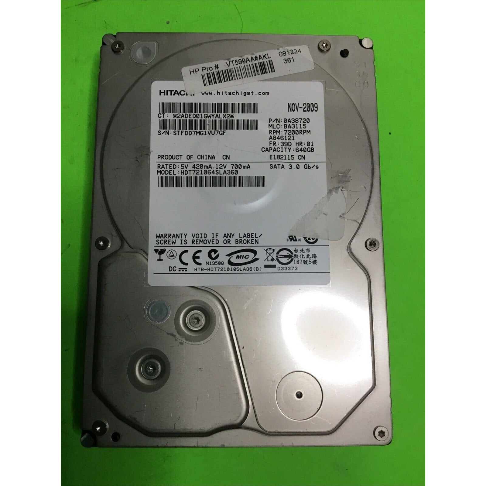 HITACHI HDT721064SLA360 0A38014 Hard Drive SATA 3.5" 640GB imac 24”2009