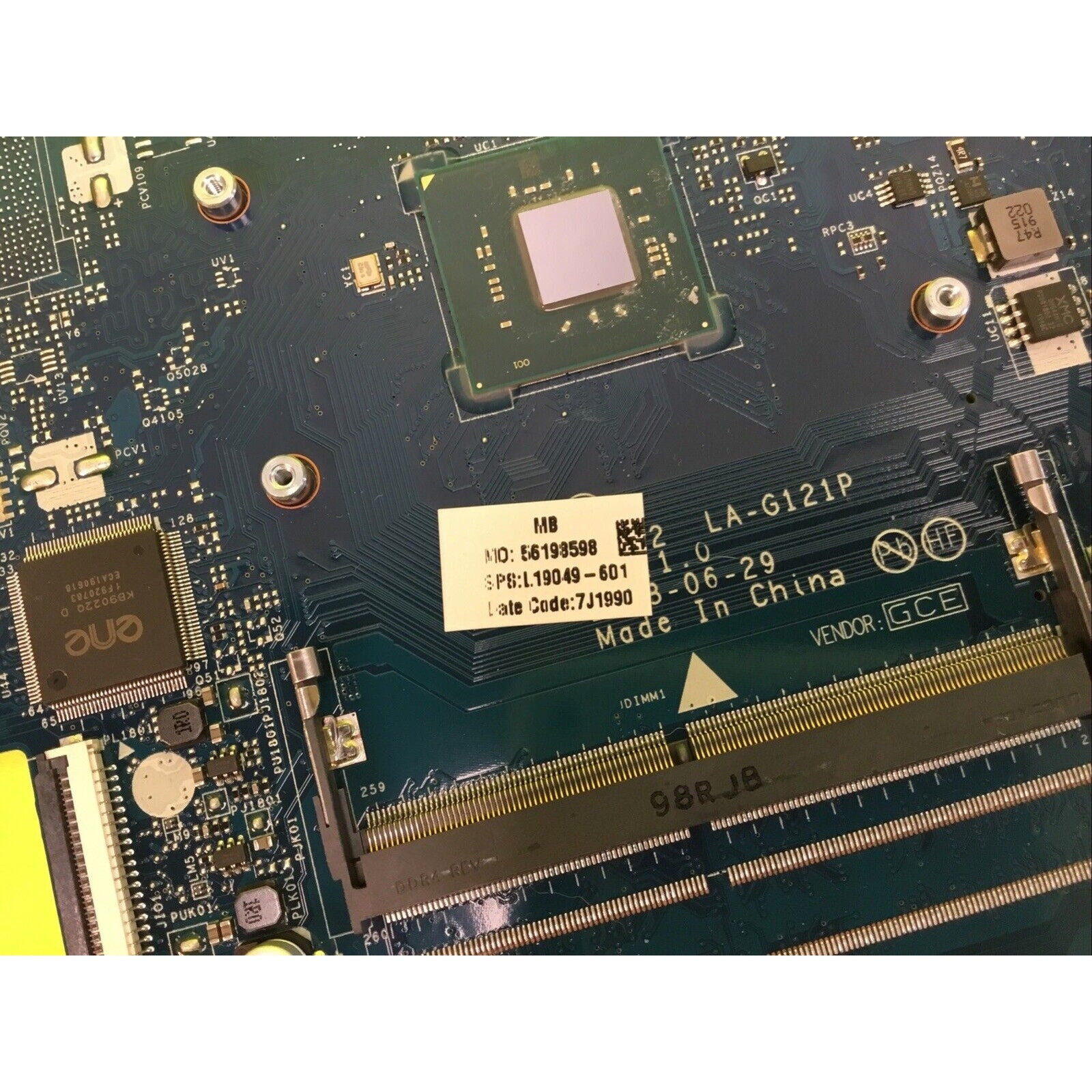 HP 15-BS212WM MOTHERBOARD INTEL CELERON N4000 L19049-601 FOR PARTS or REPAIR