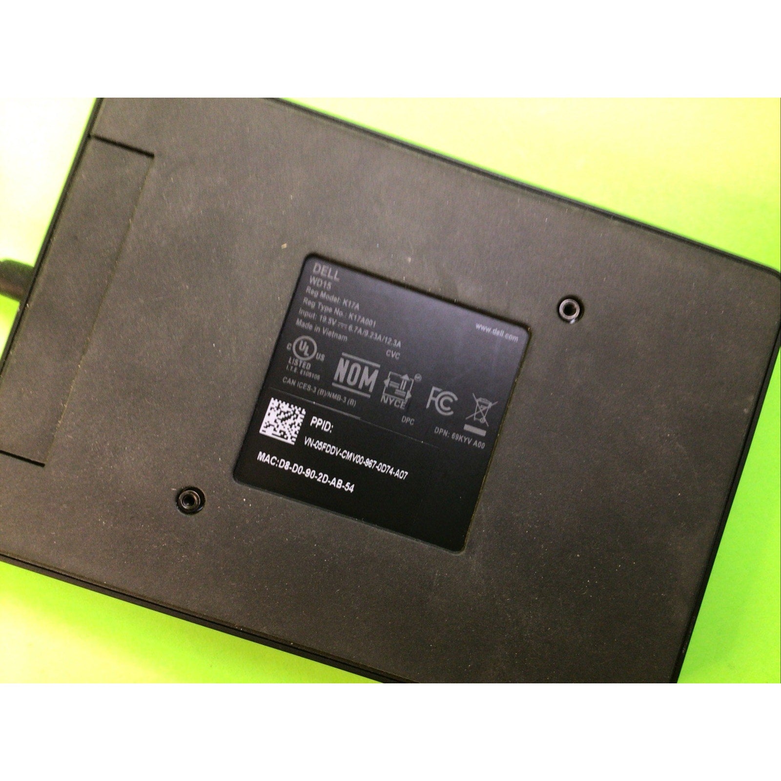 Dell WD15 USB-C K17A Laptop Docking Station Dock w/ 130W AC Adapter