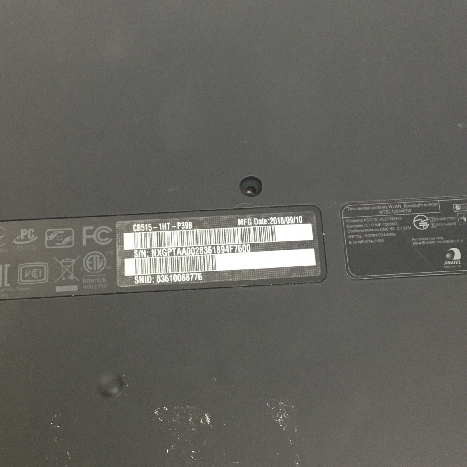 Acer Chromebook CB515-1HT-P39B 15.6" FOR PARTS READ DESC