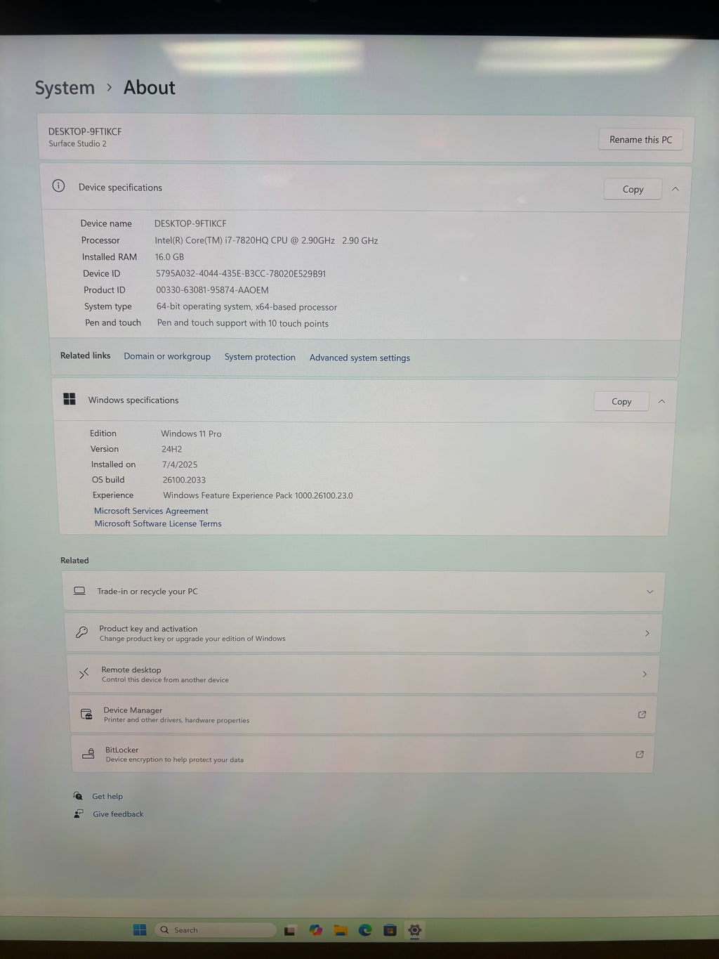 Microsoft Surface Studio 2 Touchscreen 28" i7-7820HQ, 16GB DDR4, 1TB, GTX 1060, Windows 11 Pro
