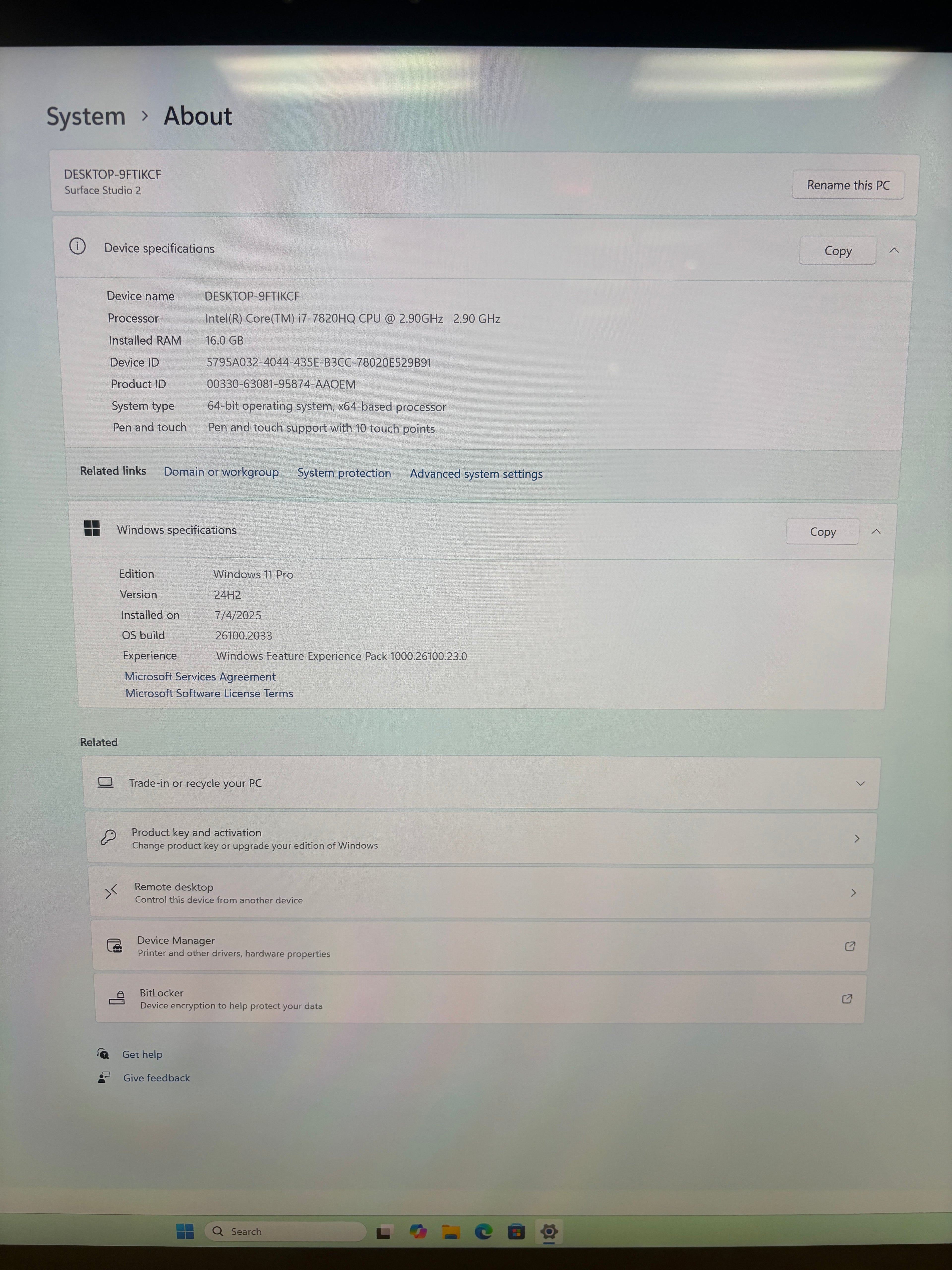 Microsoft Surface Studio 2 Touchscreen 28" i7-7820HQ, 16GB DDR4, 1TB, GTX 1060, Windows 11 Pro