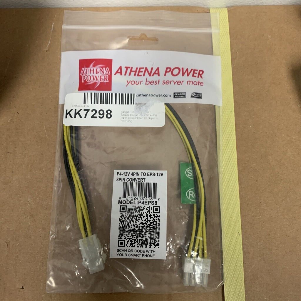 4-Pin Female to 8-Pin ATX Male EPS 12V Motherboard CPU Power Supply P4 Converter