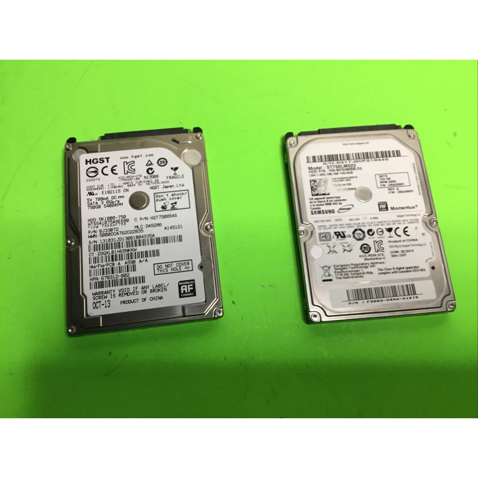 750gb HDD 2.5 Sata HGST Samsung Lot of 2