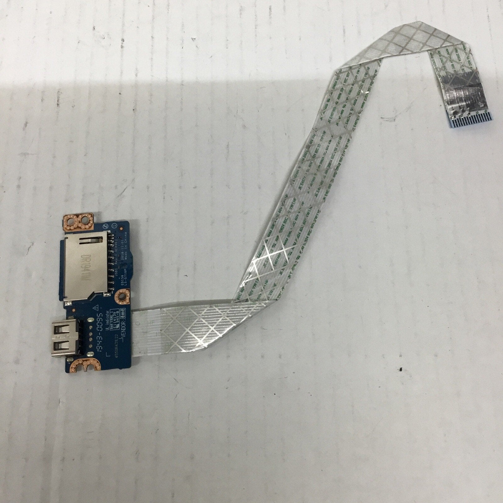 Dell Inspiron 3481 14" Genuine USB Card Reader Board w/Cable LS-G716P 39M5P