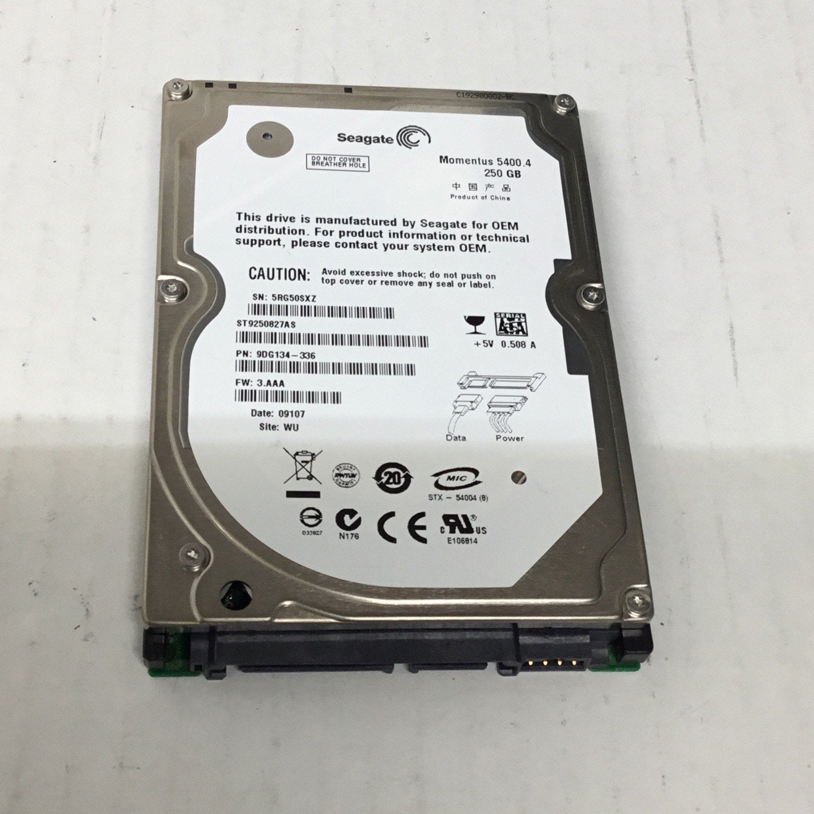 Laptop Seagate ST9250827AS 250GB Momentus Hard Disk Drive
