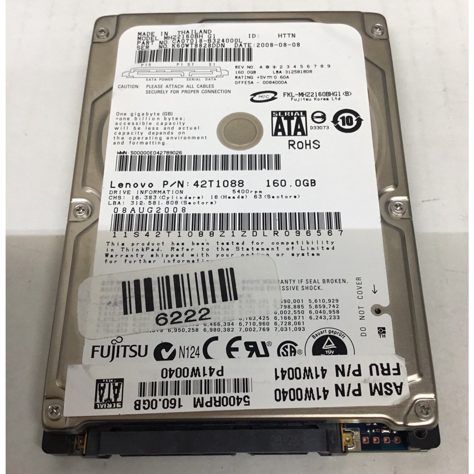 Fujitsu HDD 160GB 42T1088 CA7018-B324000L 5400RPM