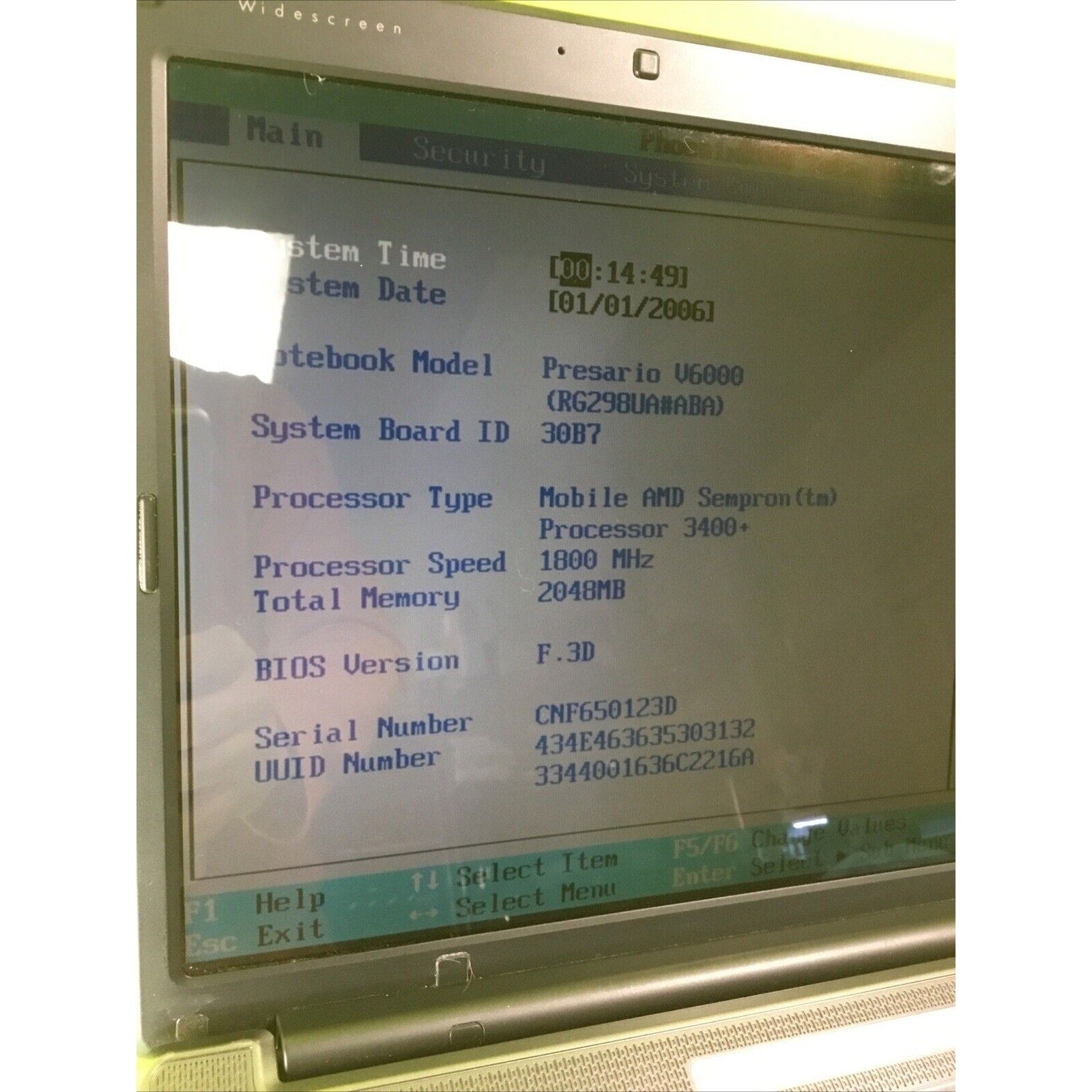 Compaq Presario V6000 AMD Sempron 3400+ 1800 MHz 2GB RAM NO HDD or OS