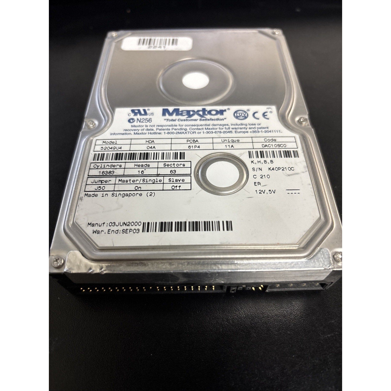 Maxtor 20GB 52049U4 7200 RPM 3.5" IDE Desktop Hard Drive