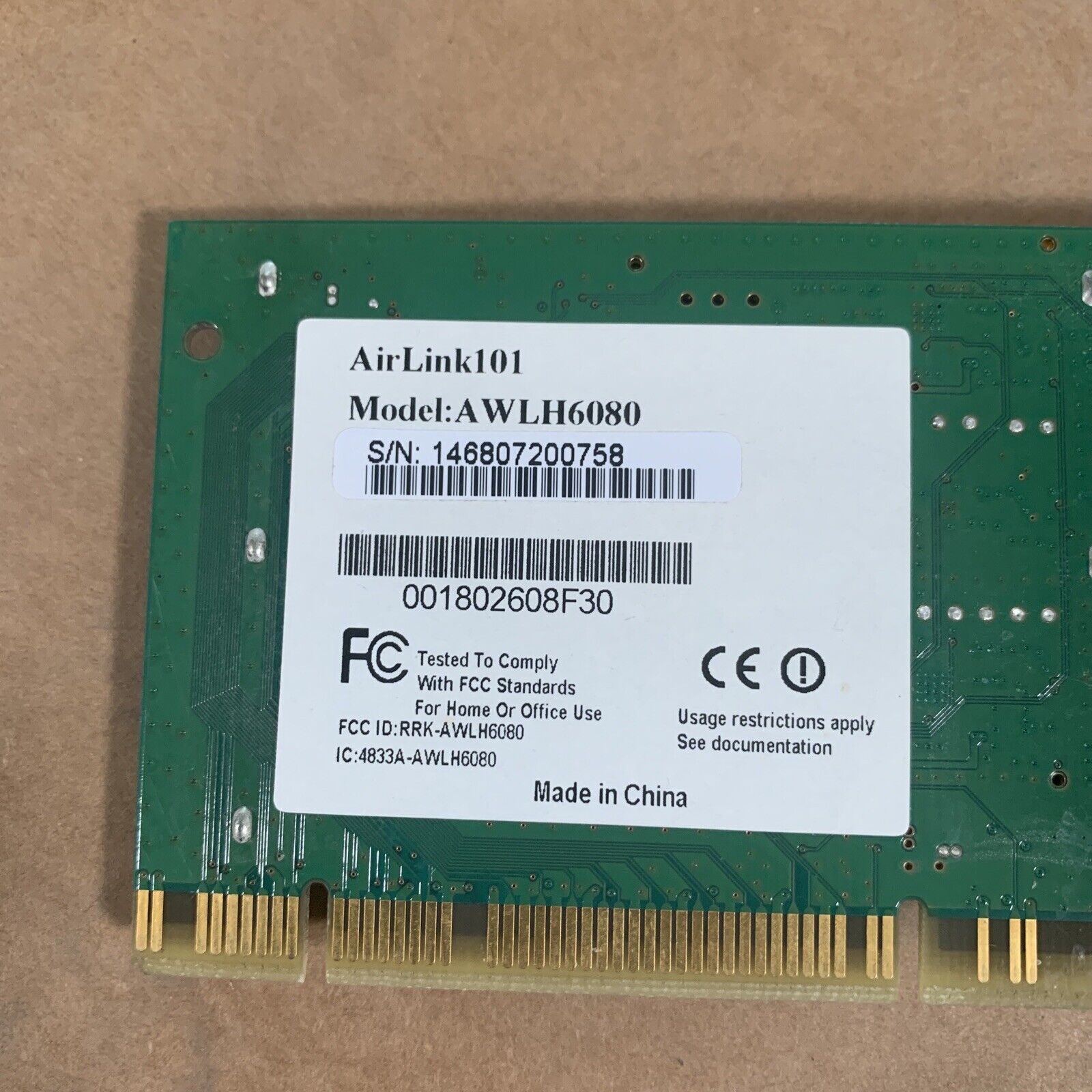 AirLink 101 300N Wireless PCI Adapter AWLH6080 PC Computer Card - No Antennas