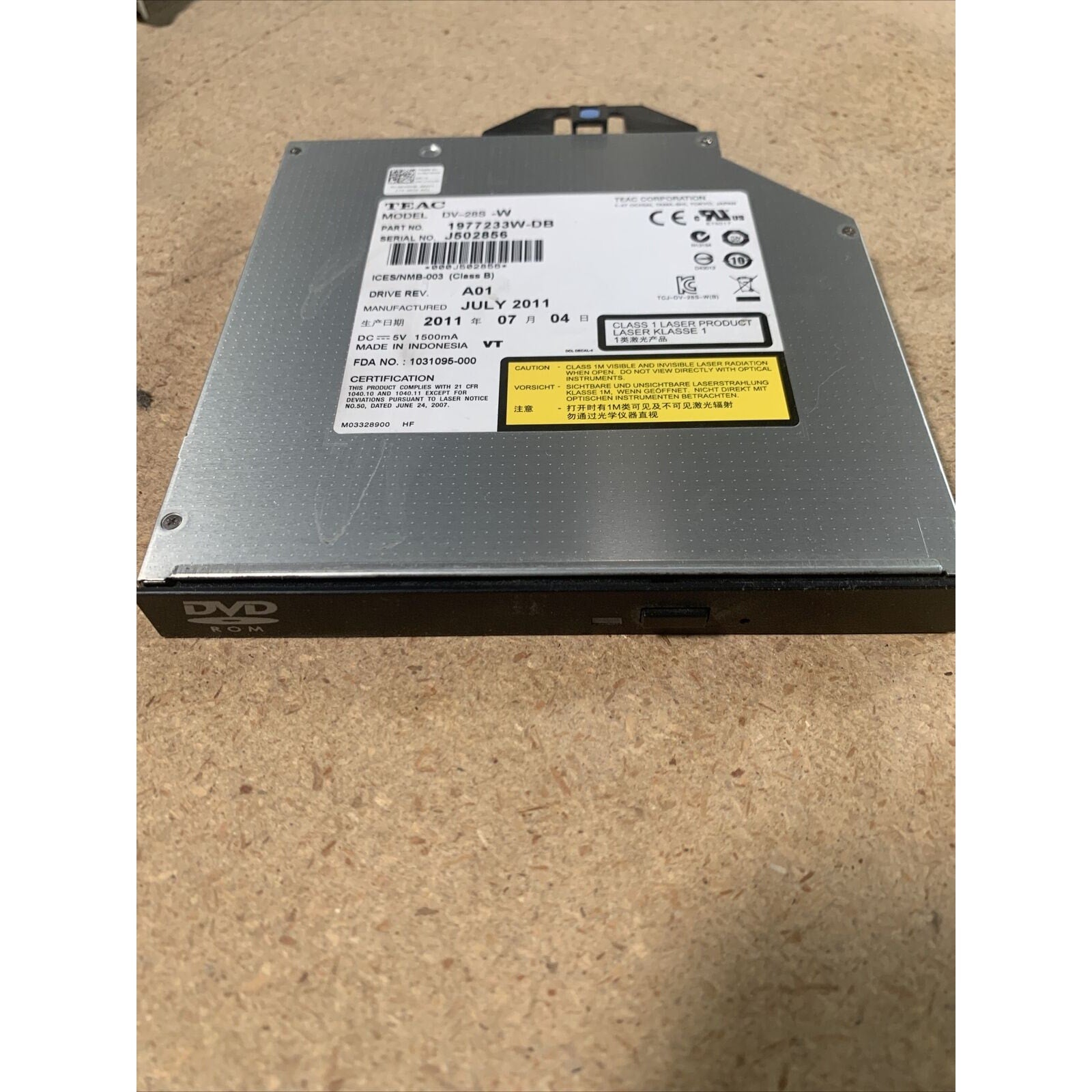 Genuine Dell PowerEdge R810 DVD ROM Optical Drive DV-28S-W KVXM6