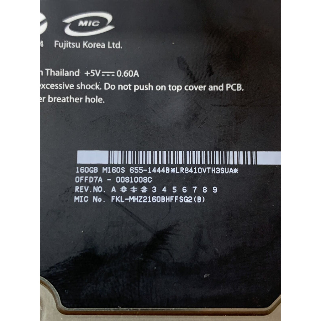 Fujitsu 160GB Internal HDD 5400RPM 2.5" MHZ2160BH CA07018-B56400AP