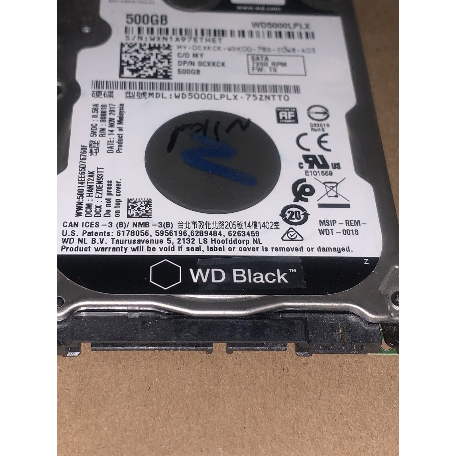 Western Digital WD Black WD5000LPLX 500GB SATA III 6Gb/s 7200RPM 2.5" Laptop HDD