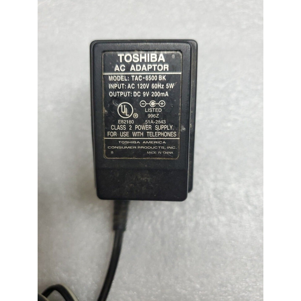 Toshiba TAC-6500BK AC DC Power Supply Adapter 9VDC 200mA