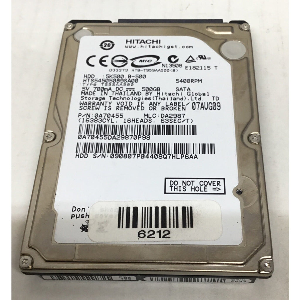 Hitachi HTS545050B9SA00 500GB 5400RPM 2.5" SATA Hard Drive 0A70455