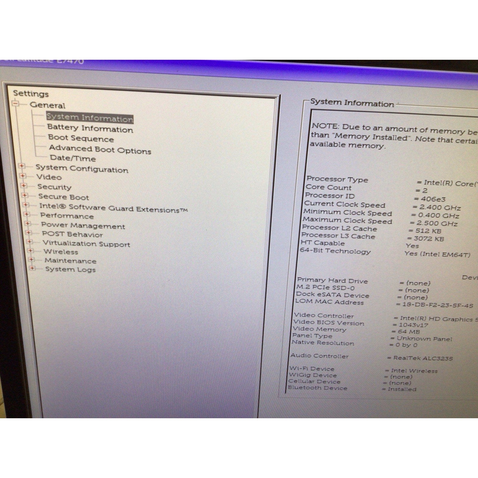 Dell Latitude E7470 Motherboard Core i7 HUA01 DGYY5 LA-C461P FOR PARTS or REPAIR