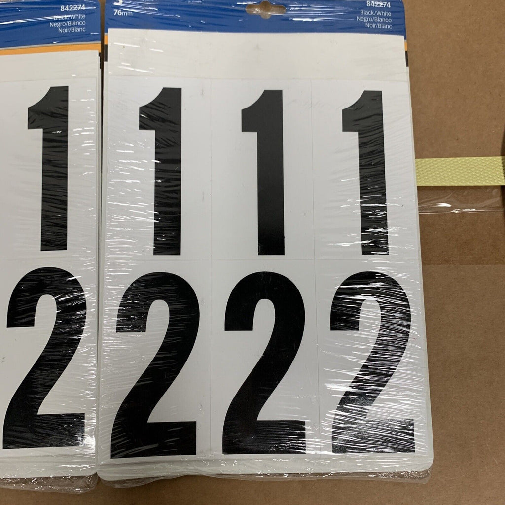 2-pack Hillman HILLMAN-842274 842274 3" Peel-Off Black & White Vinyl Numbers