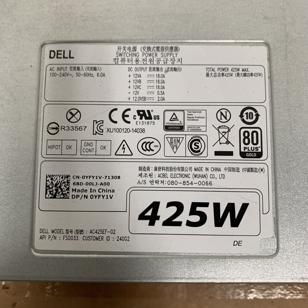 Dell AC425EF-02 Switching Power Supply 425W for Precision T5810 T7810 0YFY1V
