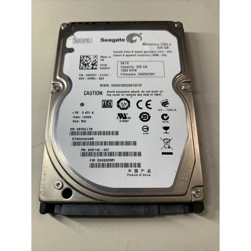 Seagate ST9320423AS 320GB 7200RPM SATA 2.5" Laptop HDD 9HV14E-037 FW: D005SDM1
