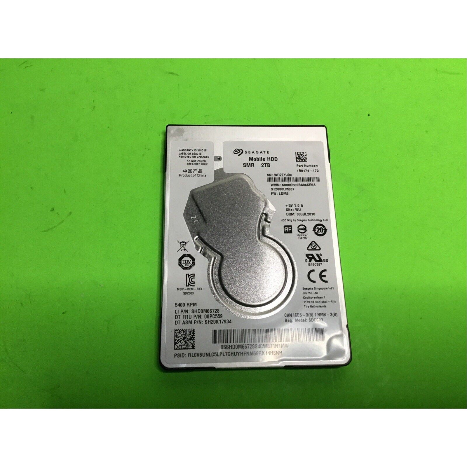 Seagate ST2000LM007 p/n: 1R8174-172 f/w: LDM2 WU AUG 2018 2TB SATA 2.5" Drive